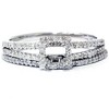 Pompeii3 3/8CT Split Shank Princess Cut Halo Engagement Ring Set Setting 14K White Gold - 3 of 4
