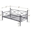 VECELO Metal Daybed with Headboard Heavy-duty Slats Support Sofa Bed Platform Mattress Foundation, Easy Assembly - 3 of 4