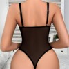 Clotth Women's Elegant Mesh Bodysuit - Halter Neck, Lingerie Set with Backless Design, Sheer Bodysuit, Cute Lingerie, Black - 2 of 4