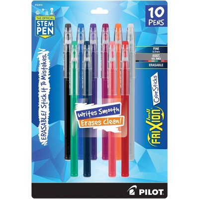 Pilot 10pk FriXion ColorSticks Erasable Gel Pens Fine Point 0.7mm Multicolored Ink