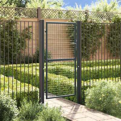 vidaXL Mesh Garden Gate Galvanized Steel 39.4"x78.7" Gray