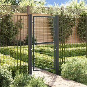 vidaXL Mesh Garden Gate Galvanized Steel 39.4"x78.7" Gray - 1 of 4