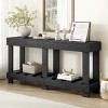 62.9" Farmhouse Entryway Console Table with Storage Shelf, Solid Fir Wood  Hallway Table with Metal Rivet Accents for Living Room - Panipeachy - 2 of 4