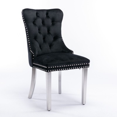 NicBex Dining Chairs Set of 2 Bar stool Upholstered Chair Contemporary Velvet Barstools with Button Tufted Decoration and Wooden Legs