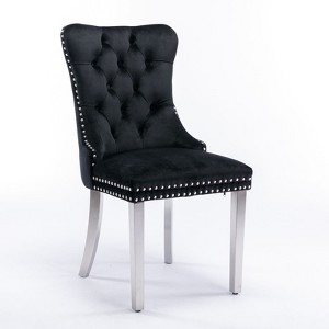 NicBex Dining Chairs Set of 2 Bar stool Upholstered Chair Contemporary Velvet Barstools with Button Tufted Decoration and Wooden Legs - 1 of 4