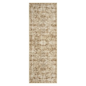 2x6ft Washed Back Low Pile Area Rug for Living Room, Washable Rugs for Bedroom, Hallway Runner, Large Non-Slip Carpet for Kitchen Dining Room (Beige) - 1 of 4