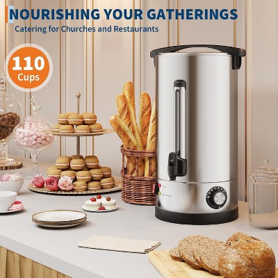 60/110 Cups Stainless Steel Commercial Coffee Urn, Large Capacity Double Wall Heat Retention Thermal Carafe for Wedding, Buffet, Party