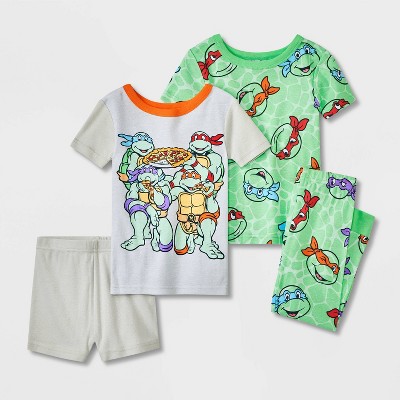 Toddler Boys' 4pc Snug Fit Teenage Mutant Ninja Turtles Cotton Pajama Set - Gray
