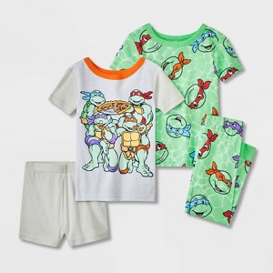 Toddler Boys' 4pc Snug Fit Teenage Mutant Ninja Turtles Cotton Pajama Set - Gray - 1 of 4