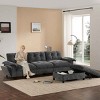 104 Inch L-Shaped Sectional Sofa with Ottoman, Sofa with Charging Ports and Side Pockets, Chenille Sofa with Wood Frame-Coolbibila - 3 of 4