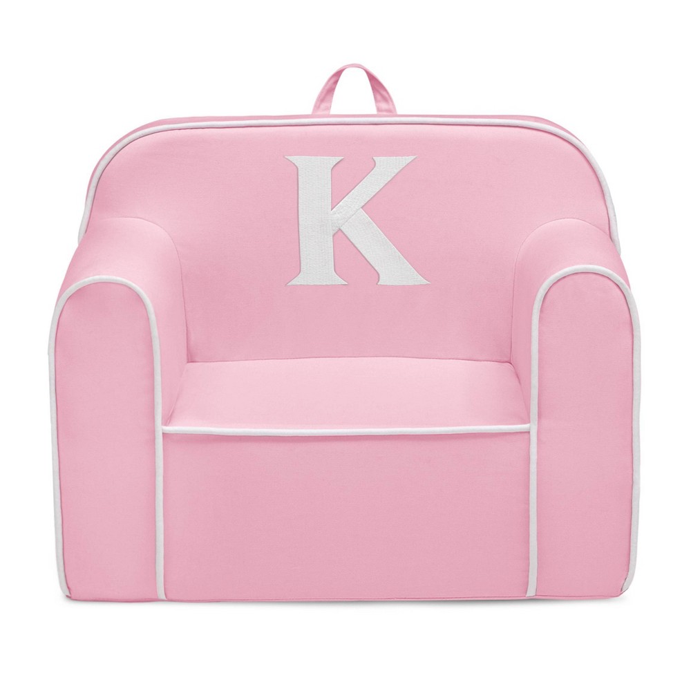 Delta Children Personalized Monogram Cozee Foam Kids' Chair - Customize with Letter K - 18 Months and Up - Pink & White -  88964297