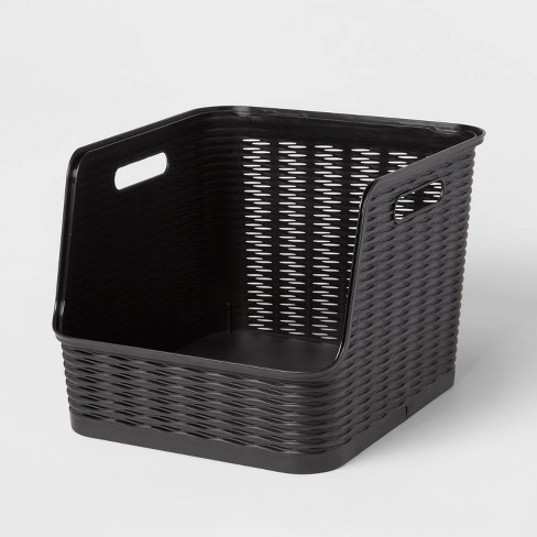 Wave Open Front Bin Black - Brightroom™: Stackable, Bpa-free, 21 Volume ...