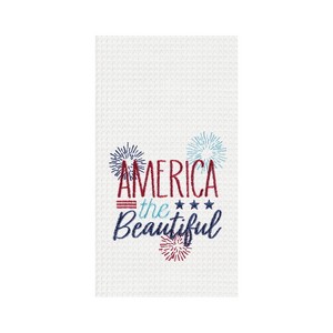 C&F Home America The Beautiful Embroidered Waffle Weave Kitchen Towel, 4th of July Patriotic Dishtowel Decoration - 1 of 3