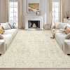 5'x7' Vintage Floral Low Pile Rug, Non-Slip Washable Runner with Reinforced Edges, Stain Resistant Foldable Floor Cover, Blue - 4 of 4
