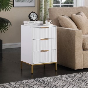 PAGED Nightstand with Storage Drawer and Open Shelf, Modern Wooden Side Table, Bedside Cabinet for Bedroom, Living Room - 1 of 4