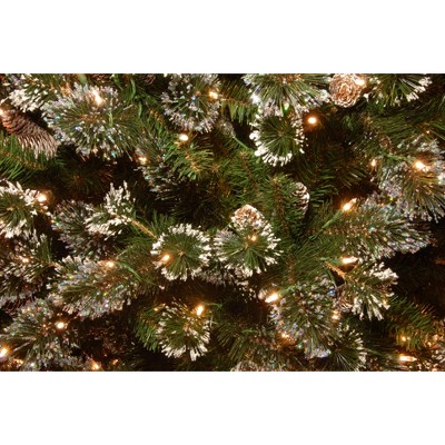 7.5 ft Slim Glittery Pine Christmas Tree with Clear Lights