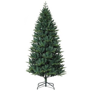 6FT Artificial Spruce Christmas Tree - 7-Fork Tips with Base, Compact Holiday Decor for Home & Party - 1 of 4