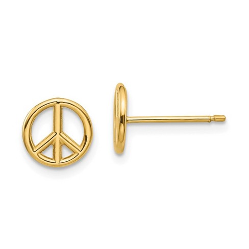 Black Bow Jewelry 8mm 3D Peace Sign Post Earrings in 14k Yellow Gold - image 1 of 4