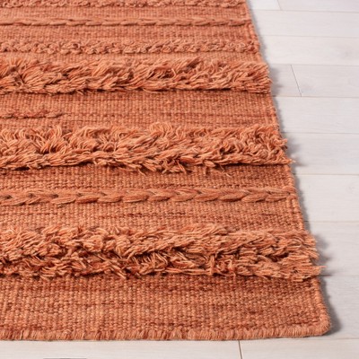 Handwoven Rustic Charm Rust/Orange Wool-Cotton Blend Rug - 3' x 5'