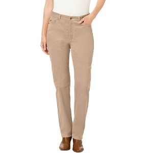 Woman Within Plus Size Corduroy Straight Leg Stretch Pant - 1 of 4