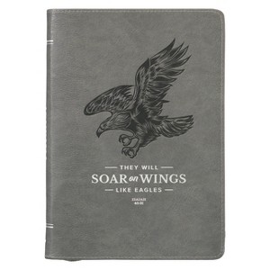 Christian Art Gifts Scripture Journal Gray Wings Like Eagles Isaiah 40:31 Bible Verse Inspirational Faux Leather Notebook, Zipper Closure, 336 Ruled - 1 of 1