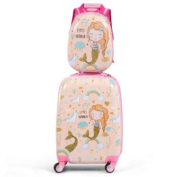 Costway 2 Pcs Kids Luggage Set 12” Backpack & 16” Kid Carry On Suitcase For  Boys Girls Pink : Target