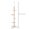 8.5' Adjustable Height Floor-to-Ceiling Vertical Cat Tree, 5 Level Cat Climbing Tower - 3 of 4