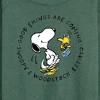 Women's - Peanuts - Good Things Are Coming Circle Lightweight French Terry Wide Neck Long Sleeve Shirt - 2 of 4