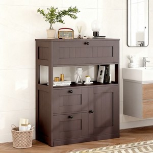 Hyleory Modern Bathroom Storage Cabinet with Drawer, Open Shelf & Adjustable Door Compartment - 1 of 4