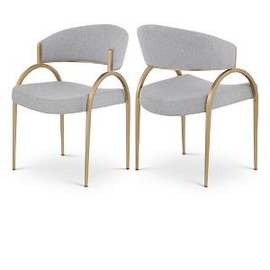 Meridian Furniture,Privet Linen Textured Fabric Dining Chair, Set of 2 - 1 of 4