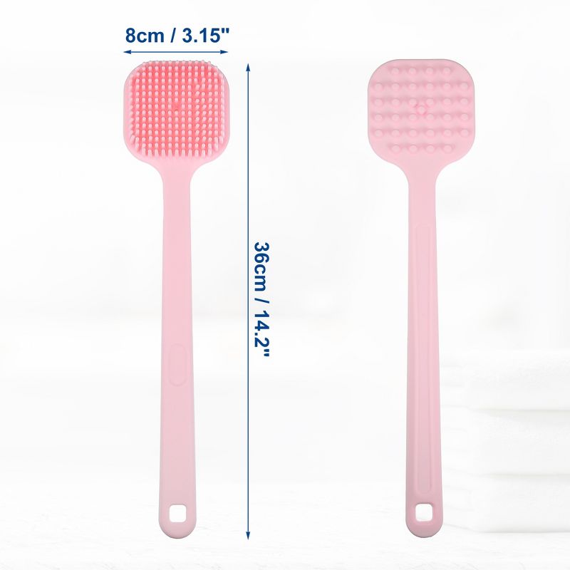 Unique Bargains Soft Silicone Bath Brush Non-Slip Back Scrubber with Long Handle for Men and Women, 2 of 4