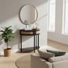 FurnitureR Half-Moon Entryway Table with Rattan Front, MDF Top & Solid Wood Legs, 31.5" Console Table with Storage Drawer for Hallway Living Room - 2 of 4