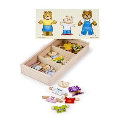 Melissa & Doug Mix 'n Match Wooden Bear Family Dress-Up Puzzle With Storage Case (45pc)