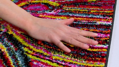 Psychedelic Art Inspired Multicolor Synthetic 4' x 6' Area Rug