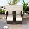 Outdoor Daybed, Double Daybed With Retractable Sunshade Canopy, Built-in Cup Holders And Storage Boxes, 2 Pillows, 2-Seater Sofa For Garden - 3 of 4