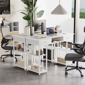 Kumasinova 32"/47" Office Desk with Drawers,Computer Desk with Fabric Side Bag/Storage Shelves,Gaming Desk for Office,Gaming&Study - 1 of 4