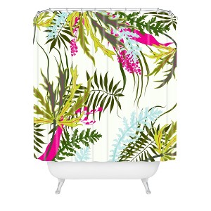 Josette Morning Shower Curtain Green - Deny Designs: Botanical Pattern, Polyester Microfiber, Machine Washable - 1 of 4