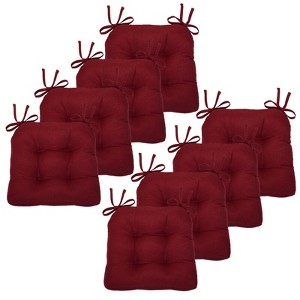 Kate Aurora Country Living Plush Solid Colored Country Farmhouse Reversible Chair Cushions/Pads With Tear Proof Ties - 1 of 4
