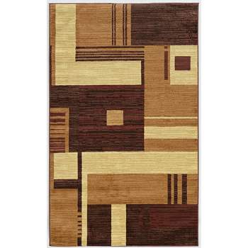 4'8"x7'6" Capri Squares Pattern Rug Beige/Brown - Linon