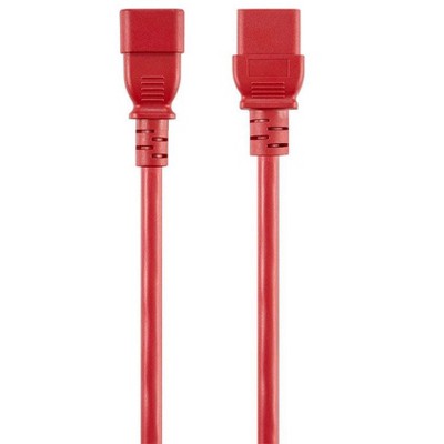 Monoprice Power Cord - 4 Feet - Red | IEC 60320 C14 to IEC 60320 C19, 14AWG, 15A, SJT, 100-250V, For Powering Computers, Monitors