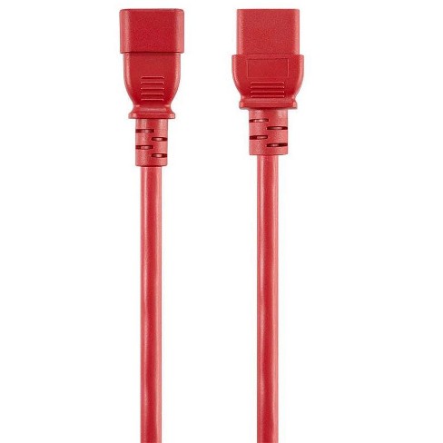 Monoprice Power Cord - 8 Feet - Red | IEC 60320 C14 to IEC 60320 C19, 14AWG, 15A, SJT, 100-250V, For Powering Computers, Monitors - image 1 of 4