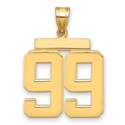 Black Bow Jewelry 14k Yellow Gold, Athletic Collection, Large Polished Number 99 Pendant