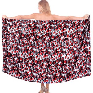LA LEELA Women's Beachwear Summer Beach Bikini Wraps Sarong Swimwear Swim Cover Up Wrap Skirt Swimsuit Pareo Coverups for Women One Size Black,Tie Dye - 1 of 4