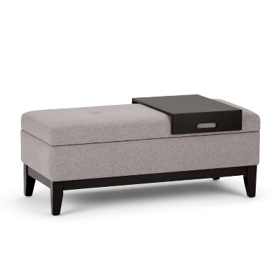 gray ottoman with tray