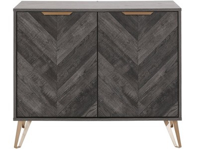 Ren Home Bo Scandinavian Console Table with Gold Hardware, Grey Oak