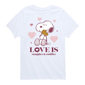 Boys' - Peanuts - Love Is Snuggles And Cuddles Short Sleeve Graphic T-Shirt - 1 of 4