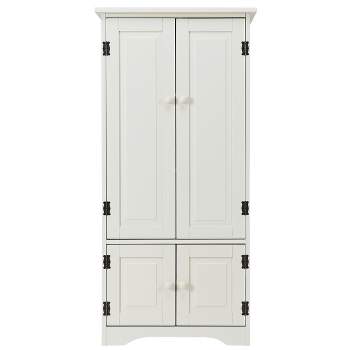 Tangkula Bedroom Accent Storage Floor Cabinet Adjustable Shelves Black/ Off White