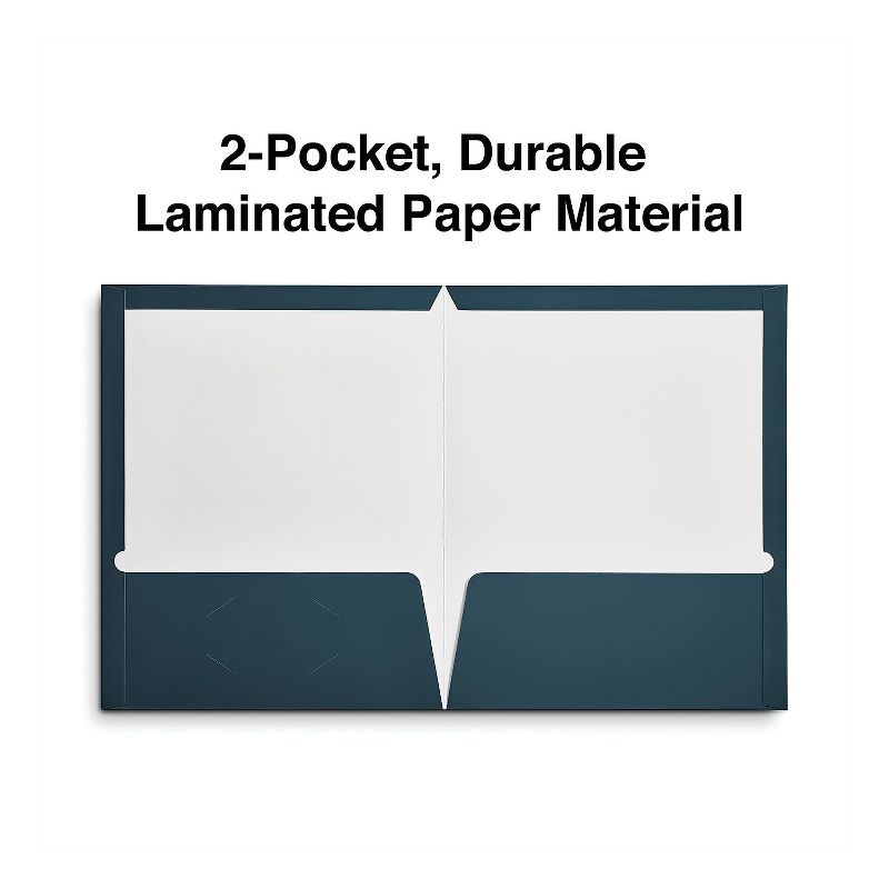 Universal Laminated Two-Pocket Folder Cardboard Paper Navy 11 x 8 1/2 25/Pack 56418, 3 of 6