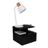 INFURNIC Nightstands Floating Nightstand with Drawer and Open Shelf Compact Wall-Mounted Storage for Bedroom, Black, 13.2"*14"*11.6" - 3 of 4