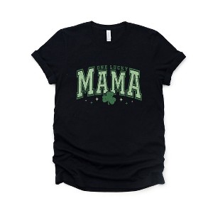 Simply Sage Market Women's Lucky Mama Varsity Clover Short Sleeve Graphic Tee - 1 of 3